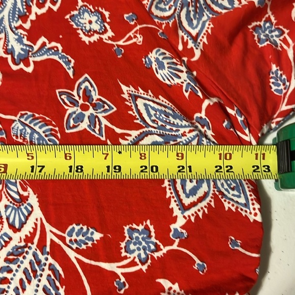 Ruby Rd Red and Blue 3/4 Sleeve Tunic with side tie, sz 1x - Picture 6 of 7